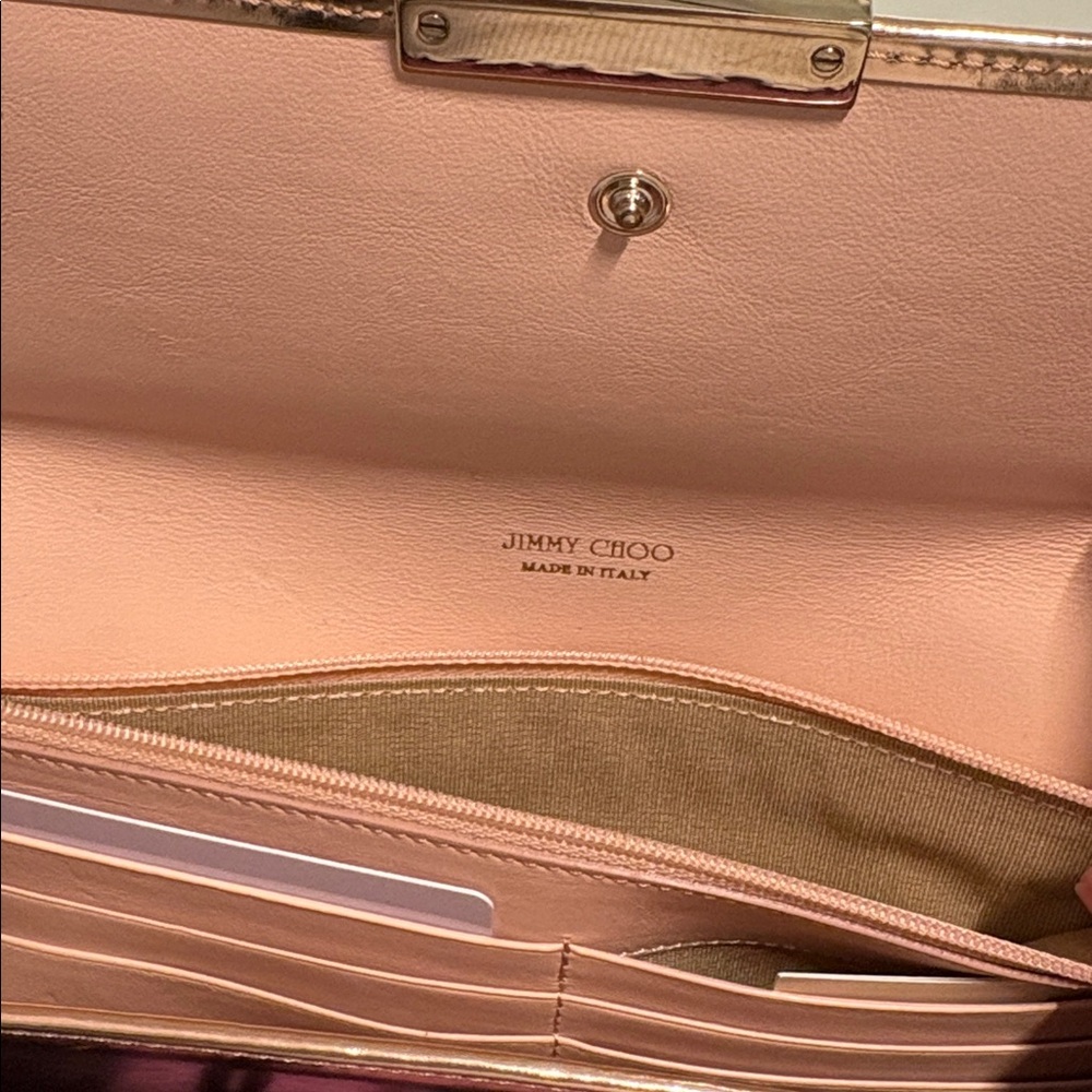 Jimmy Choo Metallic Rose Clutch - Picture 5 of 6
